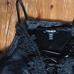 New XS Express velvet thong bodysuit